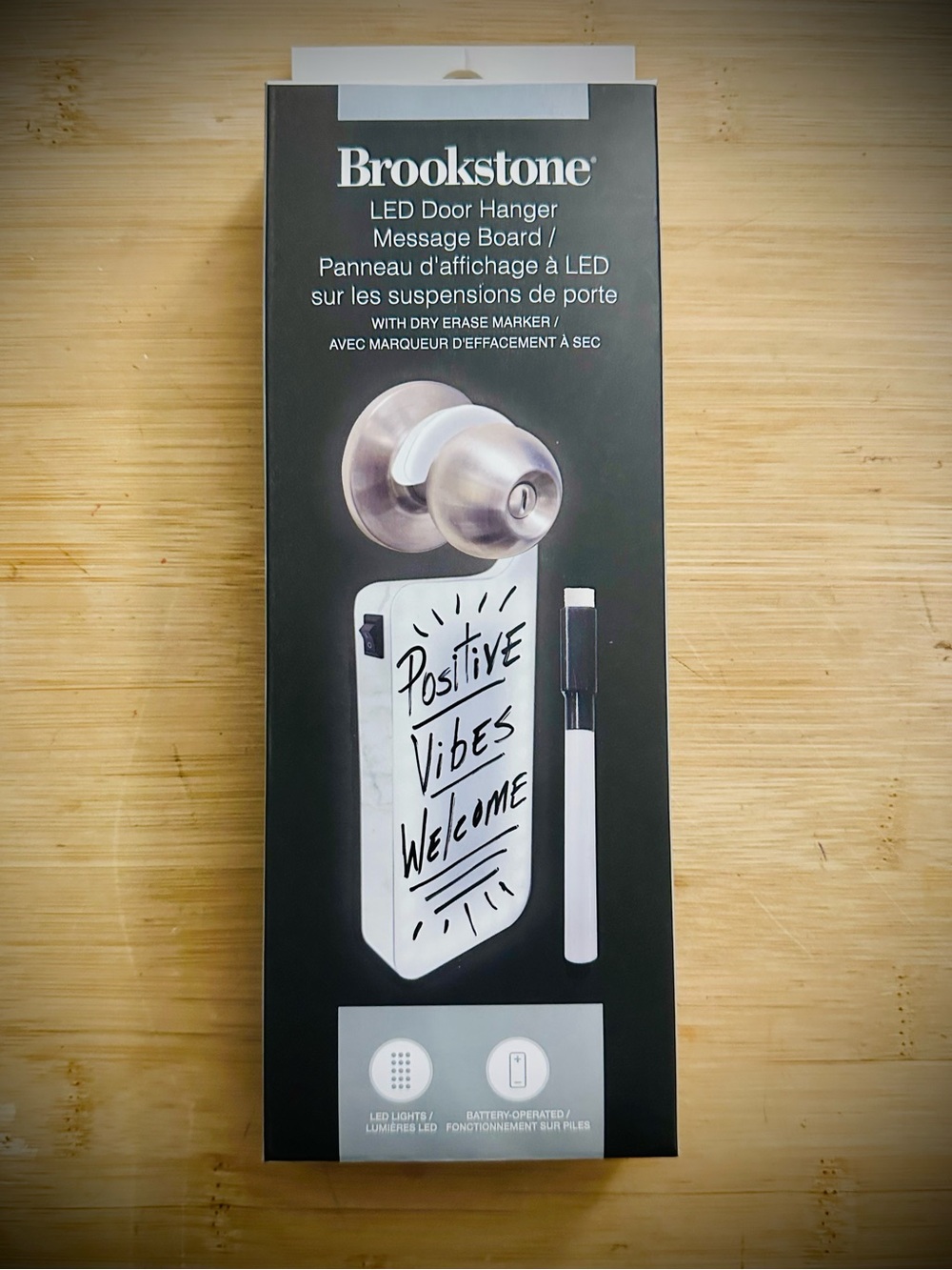 Brookstone LED Door Hanger Message Board in White and Black